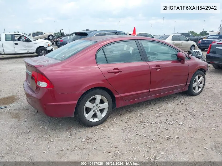 2HGFA1F6XAH542942 2010 Honda Civic Lx-S