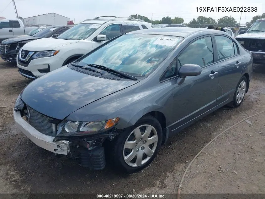 2010 Honda Civic Lx VIN: 19XFA1F5XAE022838 Lot: 40219597