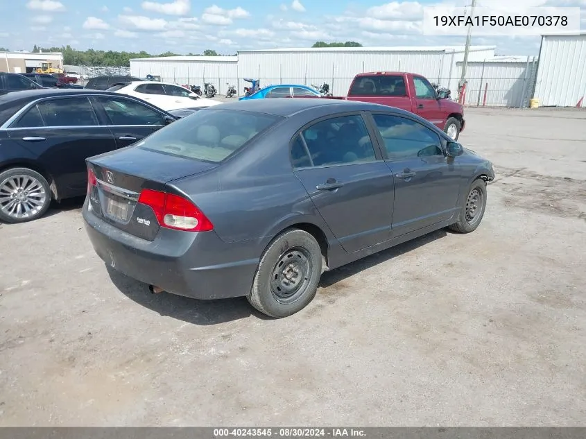 2010 Honda Civic Lx VIN: 19XFA1F50AE070378 Lot: 40243545