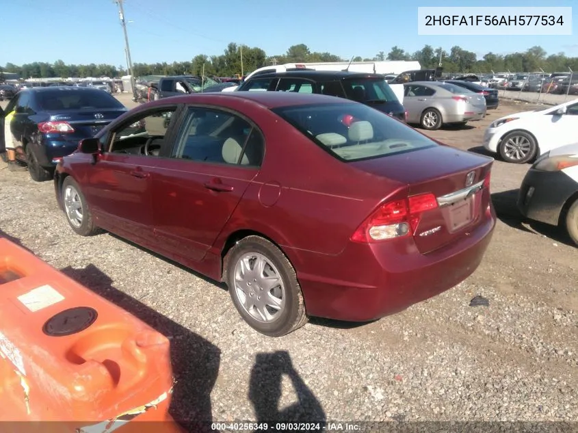 2010 Honda Civic Lx VIN: 2HGFA1F56AH577534 Lot: 40256349