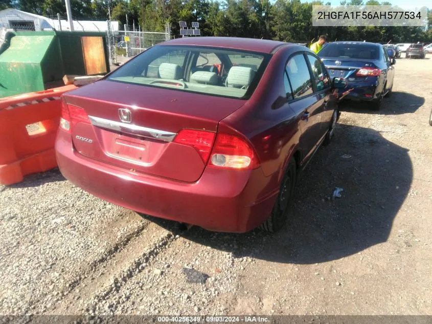 2010 Honda Civic Lx VIN: 2HGFA1F56AH577534 Lot: 40256349