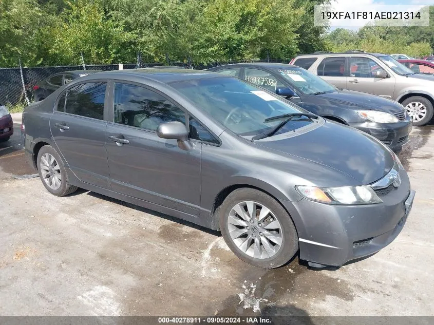 19XFA1F81AE021314 2010 Honda Civic Ex