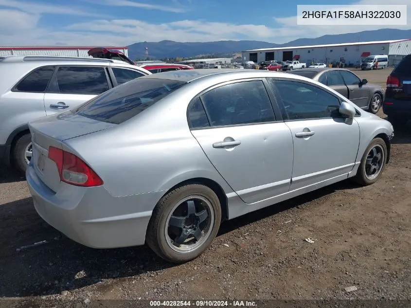 2010 Honda Civic Lx VIN: 2HGFA1F58AH322030 Lot: 40282544