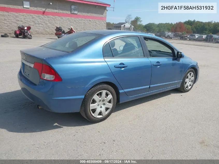 2010 Honda Civic Lx VIN: 2HGFA1F58AH531932 Lot: 40300409