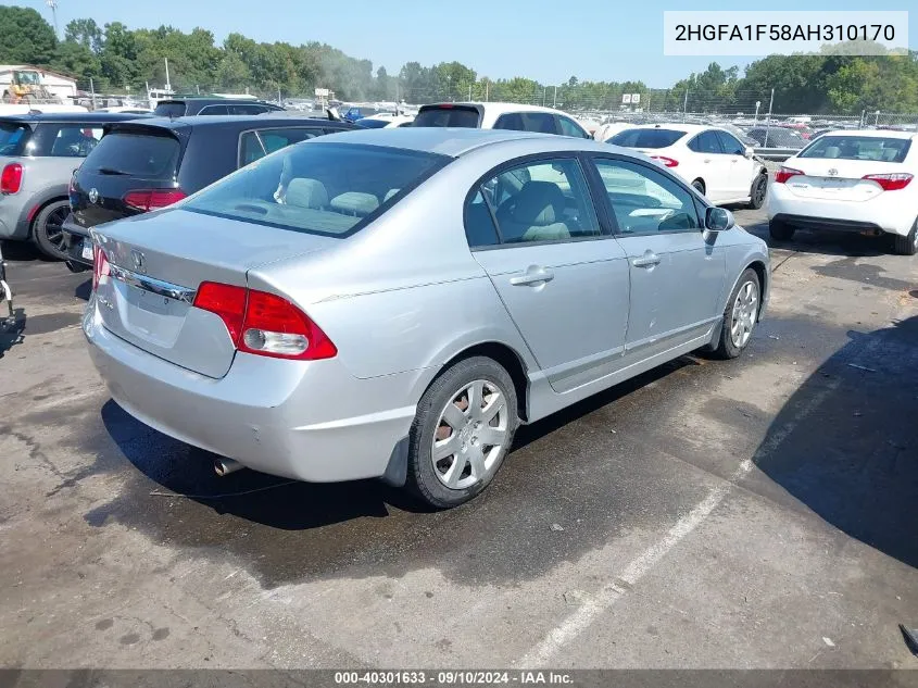 2010 Honda Civic Lx VIN: 2HGFA1F58AH310170 Lot: 40301633