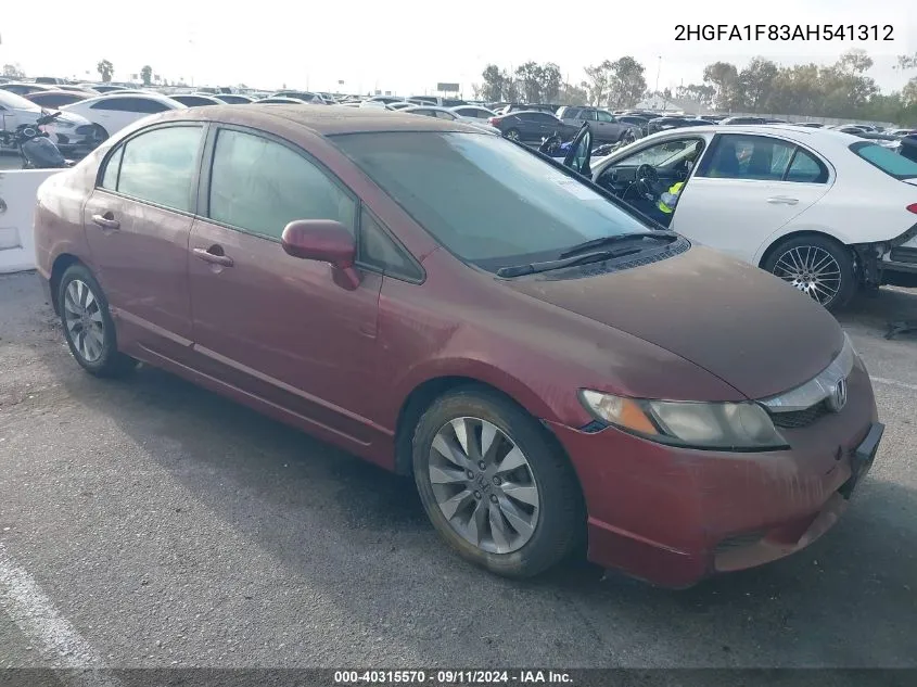 2010 Honda Civic Sdn Ex VIN: 2HGFA1F83AH541312 Lot: 40315570