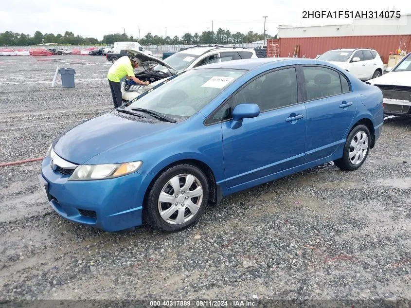 2010 Honda Civic Lx VIN: 2HGFA1F51AH314075 Lot: 40317889