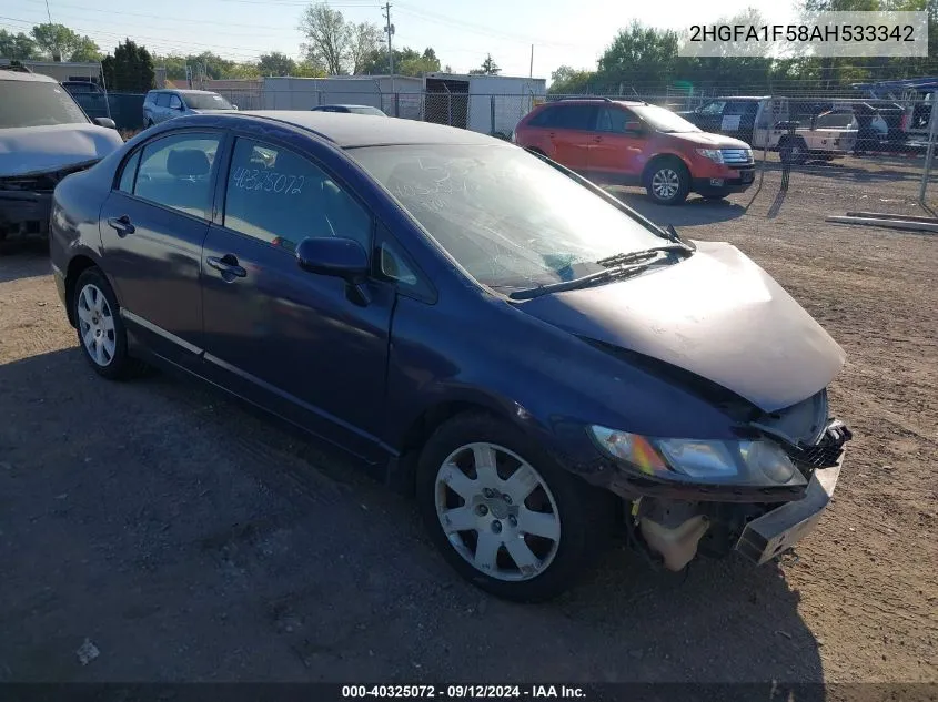 2010 Honda Civic Lx VIN: 2HGFA1F58AH533342 Lot: 40325072