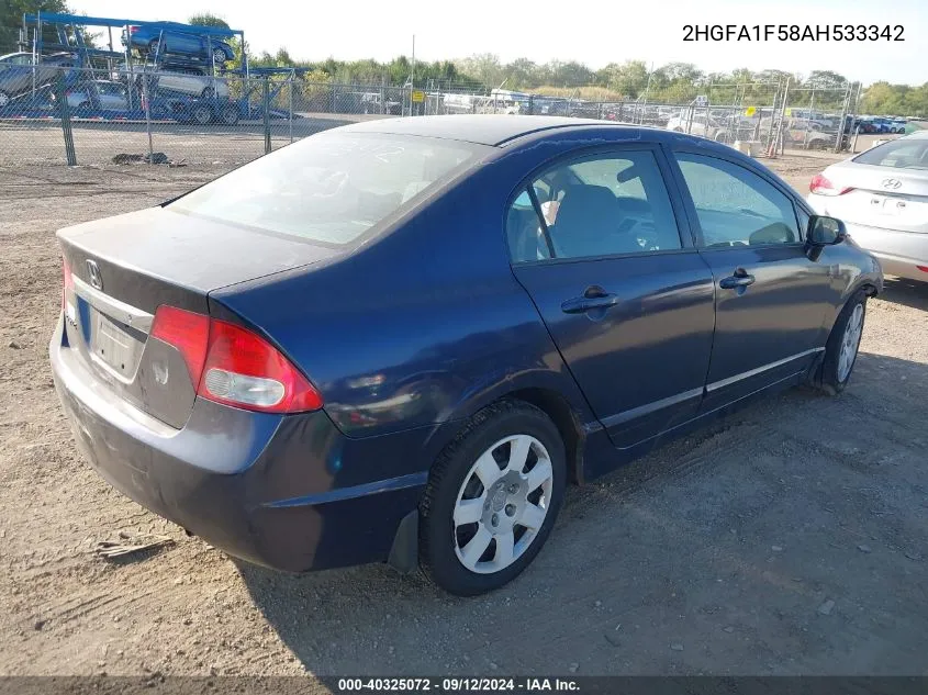 2HGFA1F58AH533342 2010 Honda Civic Lx