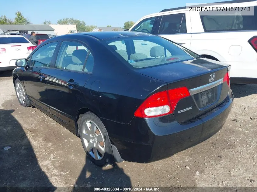 2010 Honda Civic Lx VIN: 2HGFA1F57AH571743 Lot: 40325334