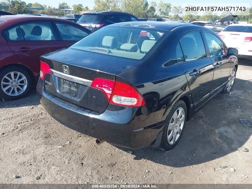 2010 Honda Civic Lx VIN: 2HGFA1F57AH571743 Lot: 40325334