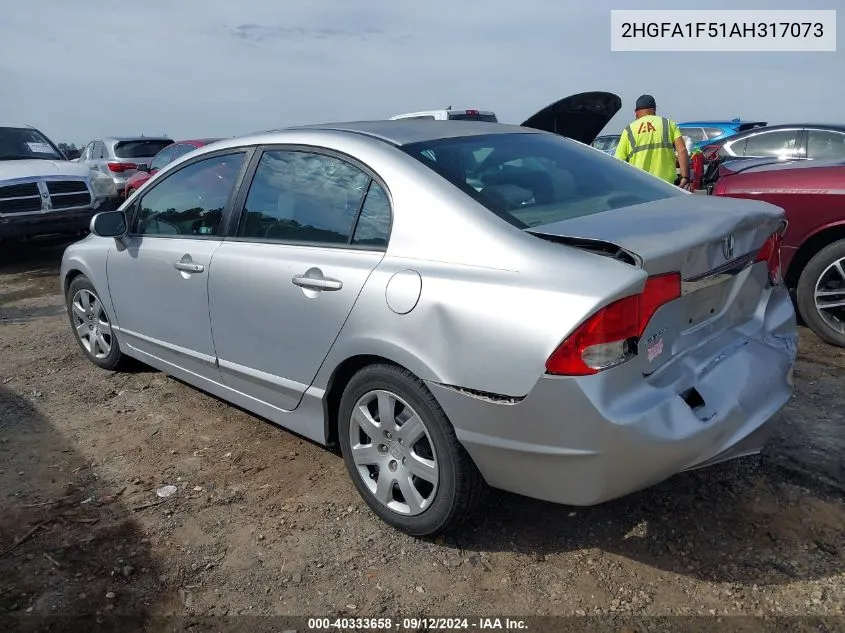 2010 Honda Civic Lx VIN: 2HGFA1F51AH317073 Lot: 40333658