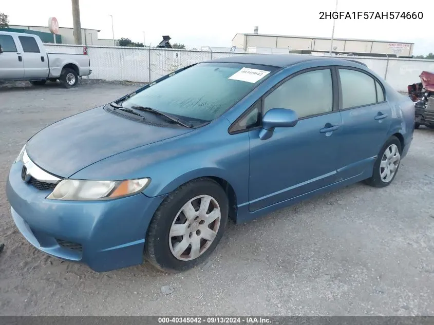 2010 Honda Civic Lx VIN: 2HGFA1F57AH574660 Lot: 40345042