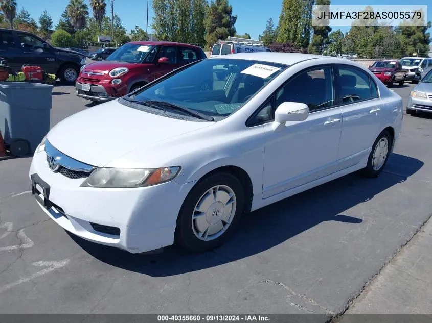 2010 Honda Civic Hybrid VIN: JHMFA3F28AS005579 Lot: 40355660