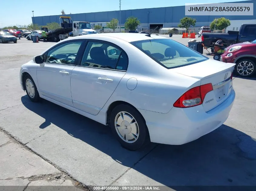 2010 Honda Civic Hybrid VIN: JHMFA3F28AS005579 Lot: 40355660