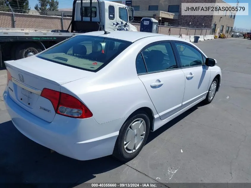 2010 Honda Civic Hybrid VIN: JHMFA3F28AS005579 Lot: 40355660