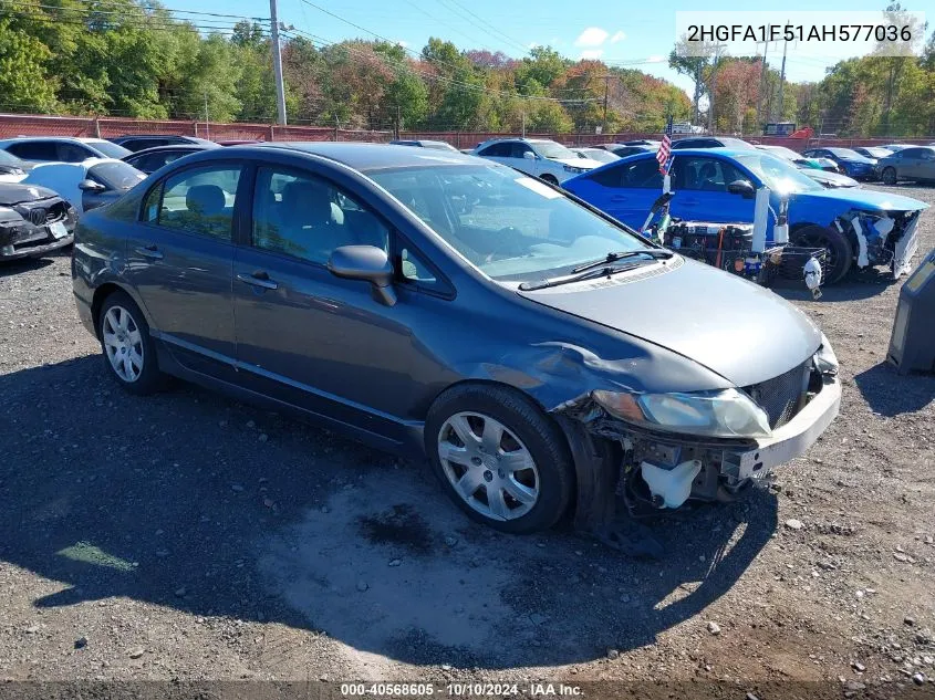 2010 Honda Civic Lx VIN: 2HGFA1F51AH577036 Lot: 40568605