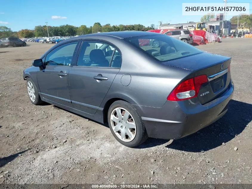 2010 Honda Civic Lx VIN: 2HGFA1F51AH577036 Lot: 40568605