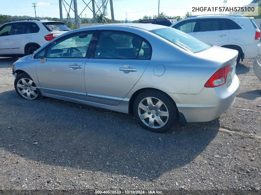 2010 Honda Civic Lx VIN: 2HGFA1F57AH575100 Lot: 40570533