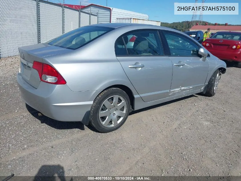 2010 Honda Civic Lx VIN: 2HGFA1F57AH575100 Lot: 40570533