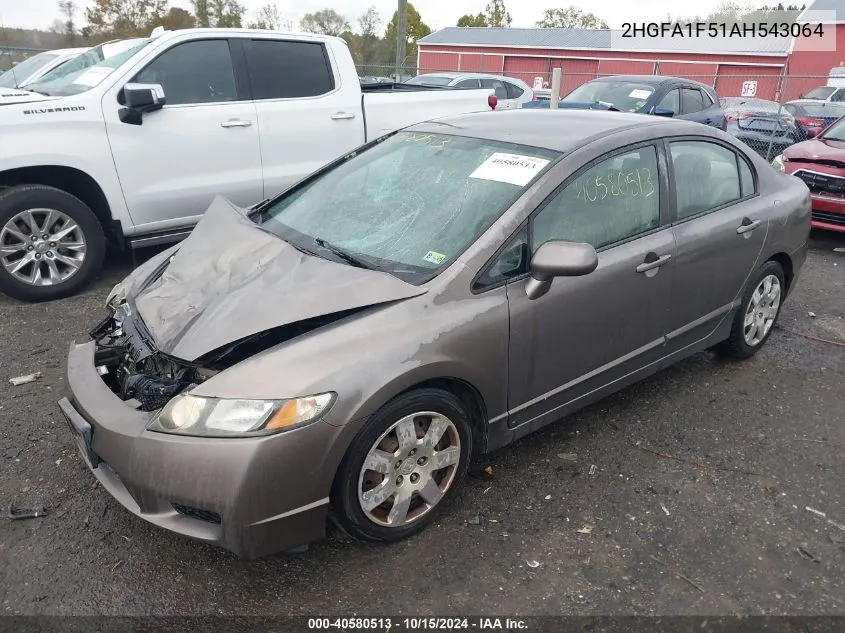 2010 Honda Civic Lx VIN: 2HGFA1F51AH543064 Lot: 40580513