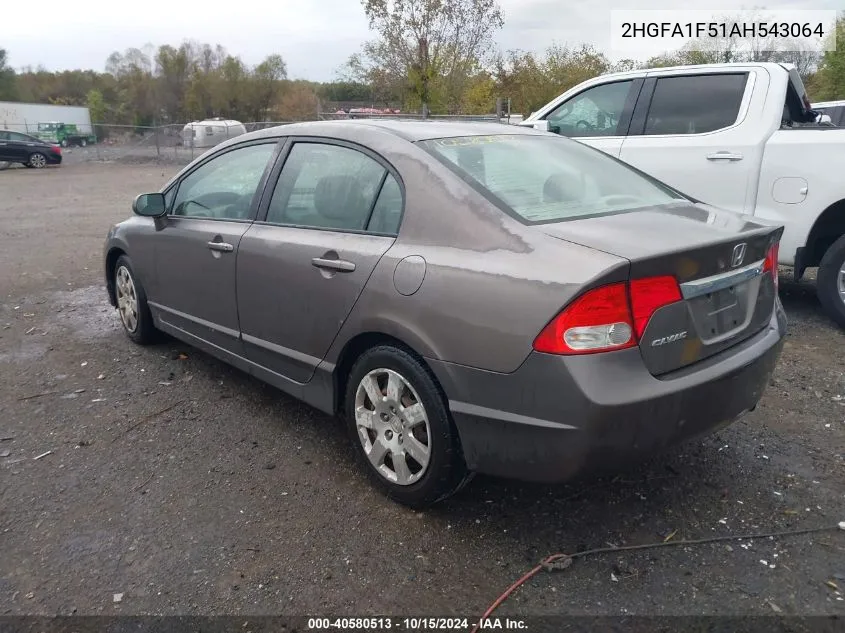 2010 Honda Civic Lx VIN: 2HGFA1F51AH543064 Lot: 40580513