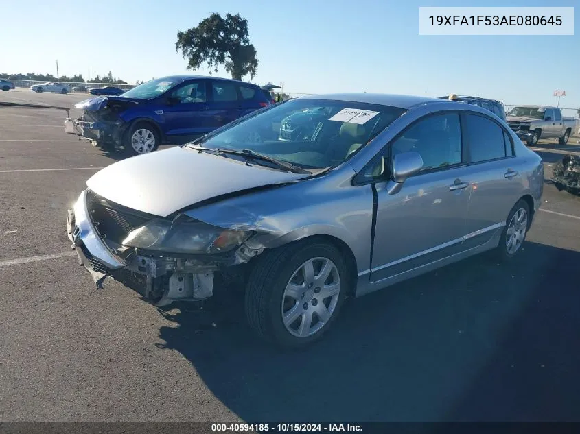 2010 Honda Civic Lx VIN: 19XFA1F53AE080645 Lot: 40594185