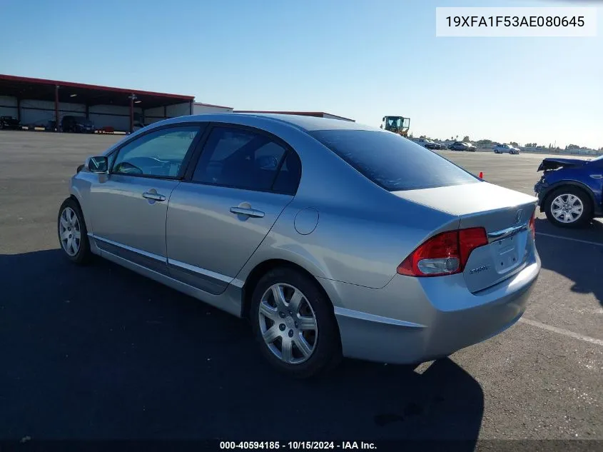 2010 Honda Civic Lx VIN: 19XFA1F53AE080645 Lot: 40594185