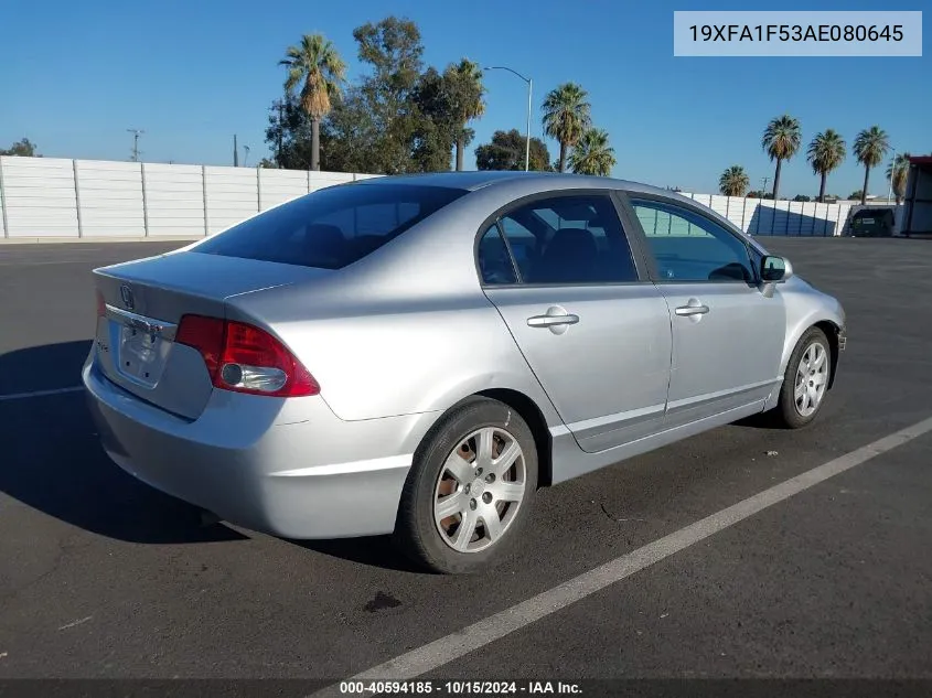 2010 Honda Civic Lx VIN: 19XFA1F53AE080645 Lot: 40594185