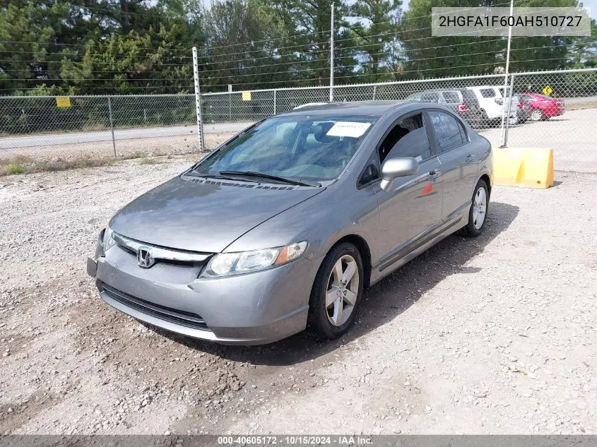 2010 Honda Civic Lx-S VIN: 2HGFA1F60AH510727 Lot: 40605172