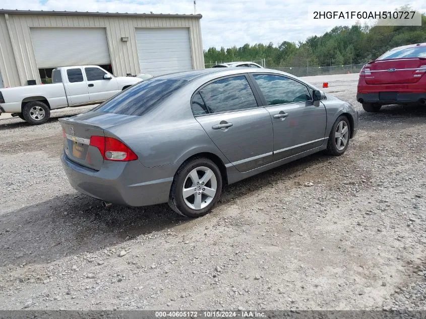 2010 Honda Civic Lx-S VIN: 2HGFA1F60AH510727 Lot: 40605172