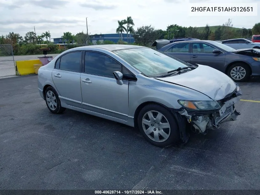 2010 Honda Civic Lx VIN: 2HGFA1F51AH312651 Lot: 40628714