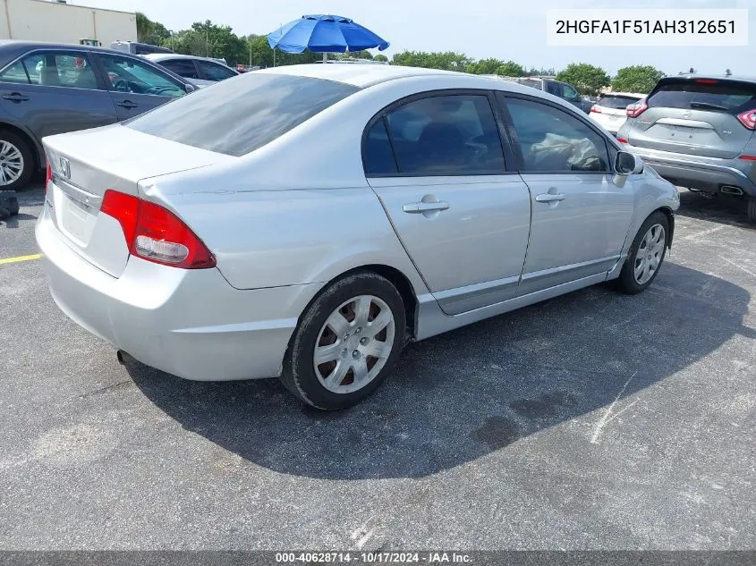 2010 Honda Civic Lx VIN: 2HGFA1F51AH312651 Lot: 40628714