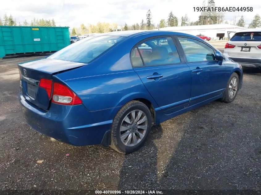 2010 Honda Civic Ex VIN: 19XFA1F86AE044958 Lot: 40700996