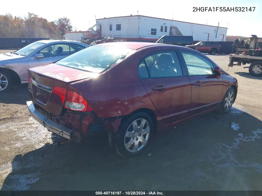 2010 Honda Civic Lx VIN: 2HGFA1F55AH532147 Lot: 40716197