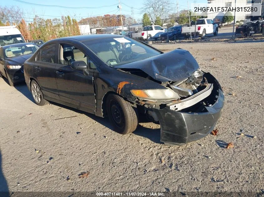 2010 Honda Civic Lx VIN: 2HGFA1F57AH315280 Lot: 40717481