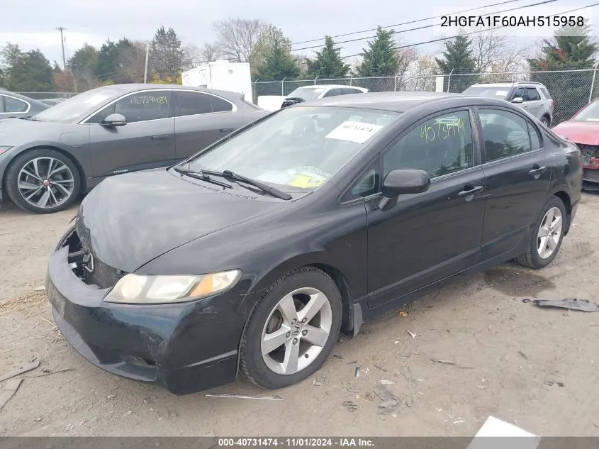 2010 Honda Civic Lx-S VIN: 2HGFA1F60AH515958 Lot: 40731474