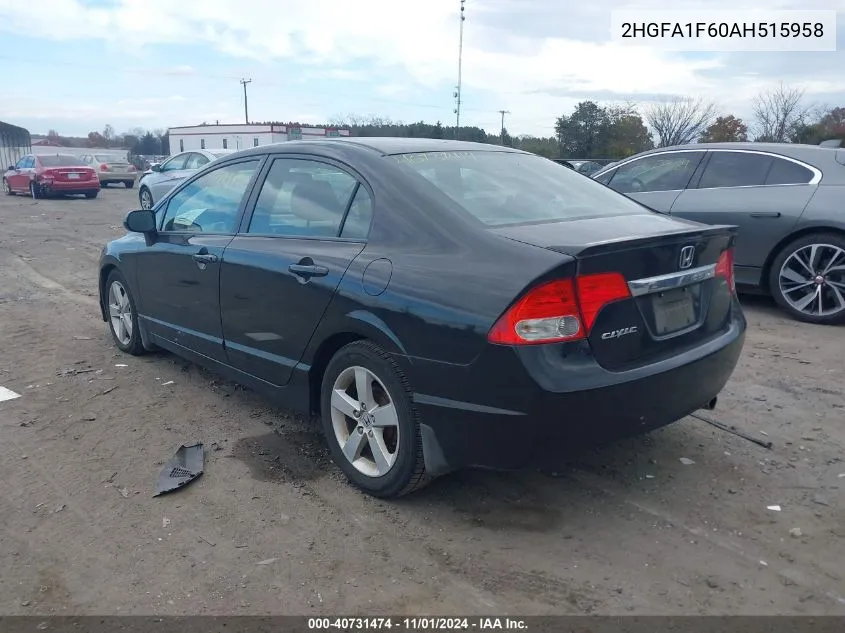 2010 Honda Civic Lx-S VIN: 2HGFA1F60AH515958 Lot: 40731474