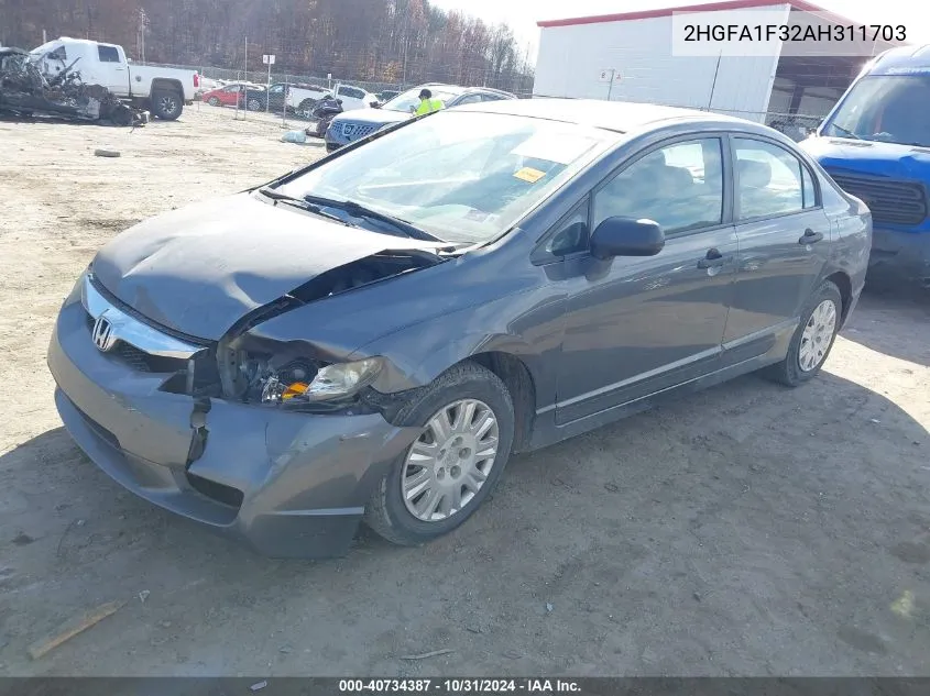 2010 Honda Civic Vp VIN: 2HGFA1F32AH311703 Lot: 40734387