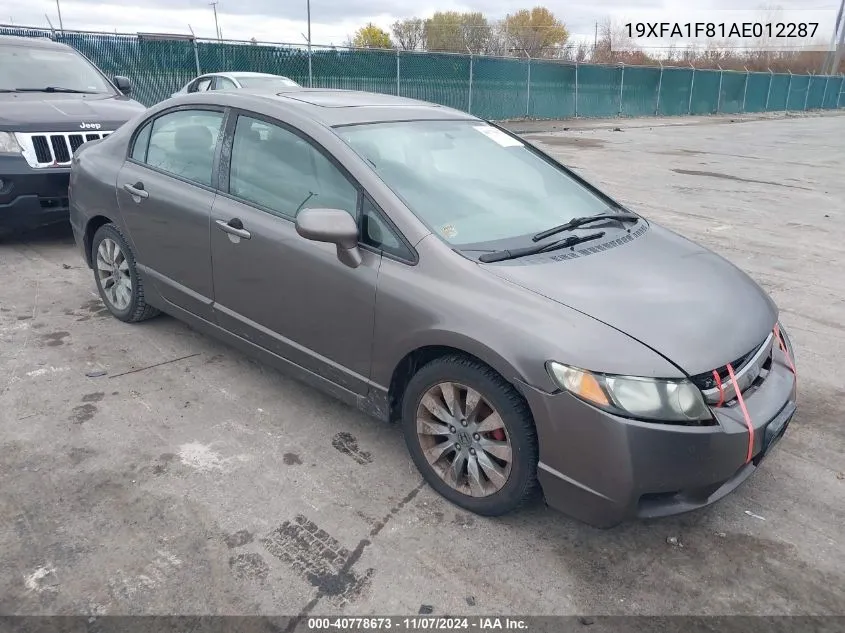 2010 Honda Civic Ex VIN: 19XFA1F81AE012287 Lot: 40778673