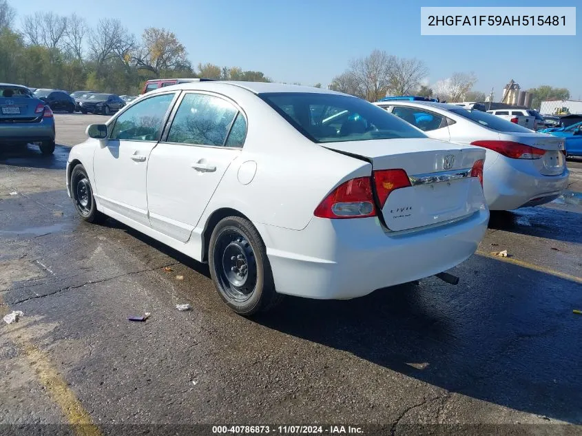 2010 Honda Civic Lx VIN: 2HGFA1F59AH515481 Lot: 40786873