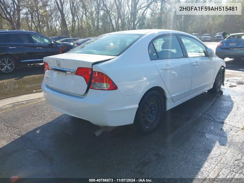 2010 Honda Civic Lx VIN: 2HGFA1F59AH515481 Lot: 40786873