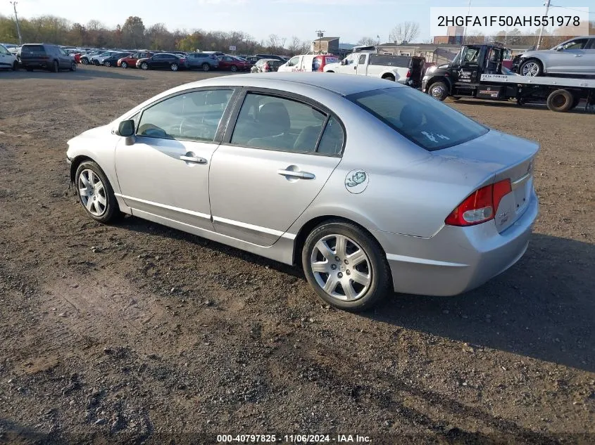 2010 Honda Civic Lx VIN: 2HGFA1F50AH551978 Lot: 40797825