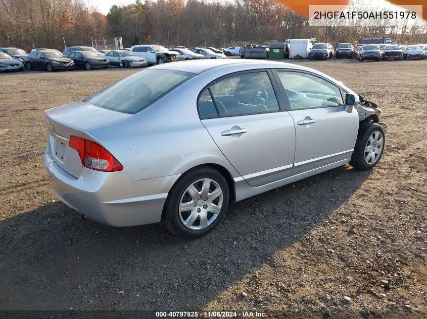 2010 Honda Civic Lx VIN: 2HGFA1F50AH551978 Lot: 40797825