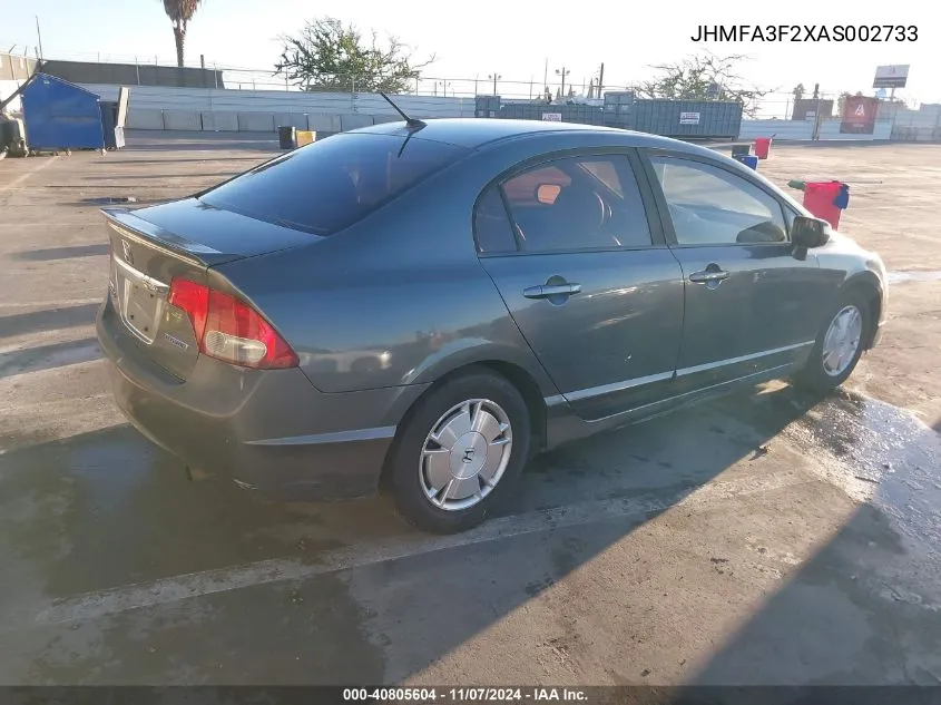 2010 Honda Civic Hybrid VIN: JHMFA3F2XAS002733 Lot: 40805604