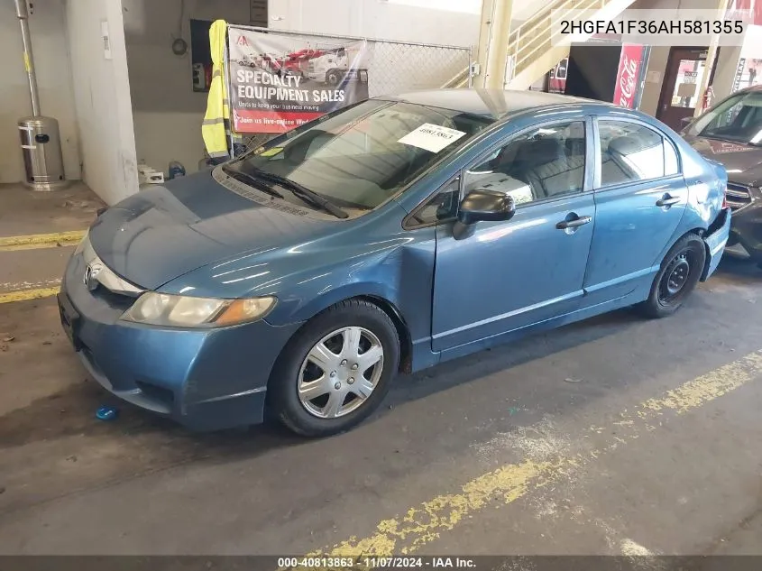 2010 Honda Civic Vp VIN: 2HGFA1F36AH581355 Lot: 40813863