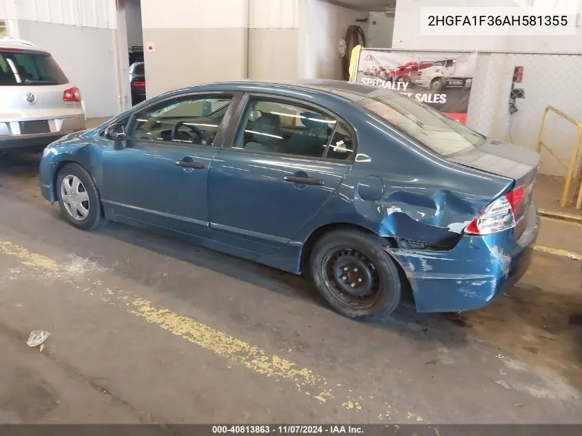 2010 Honda Civic Vp VIN: 2HGFA1F36AH581355 Lot: 40813863