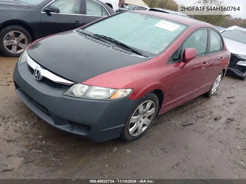 2010 Honda Civic Lx VIN: 2HGFA1F54AH560764 Lot: 40822734