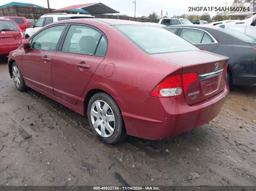 2010 Honda Civic Lx VIN: 2HGFA1F54AH560764 Lot: 40822734