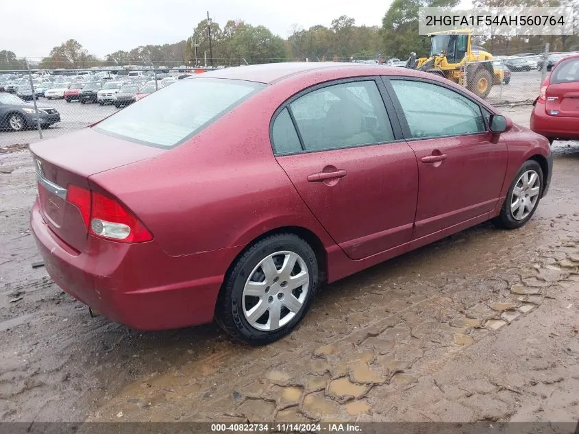 2010 Honda Civic Lx VIN: 2HGFA1F54AH560764 Lot: 40822734